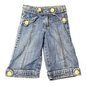 VTG Guess Kids Denim Capri Jeans 3T Girls Retro Button Accent Streetwear Pants